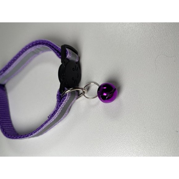 Cat Breakaway Collar New With Jingle Bell And Reflective Strip Purple - Picture 4 of 6